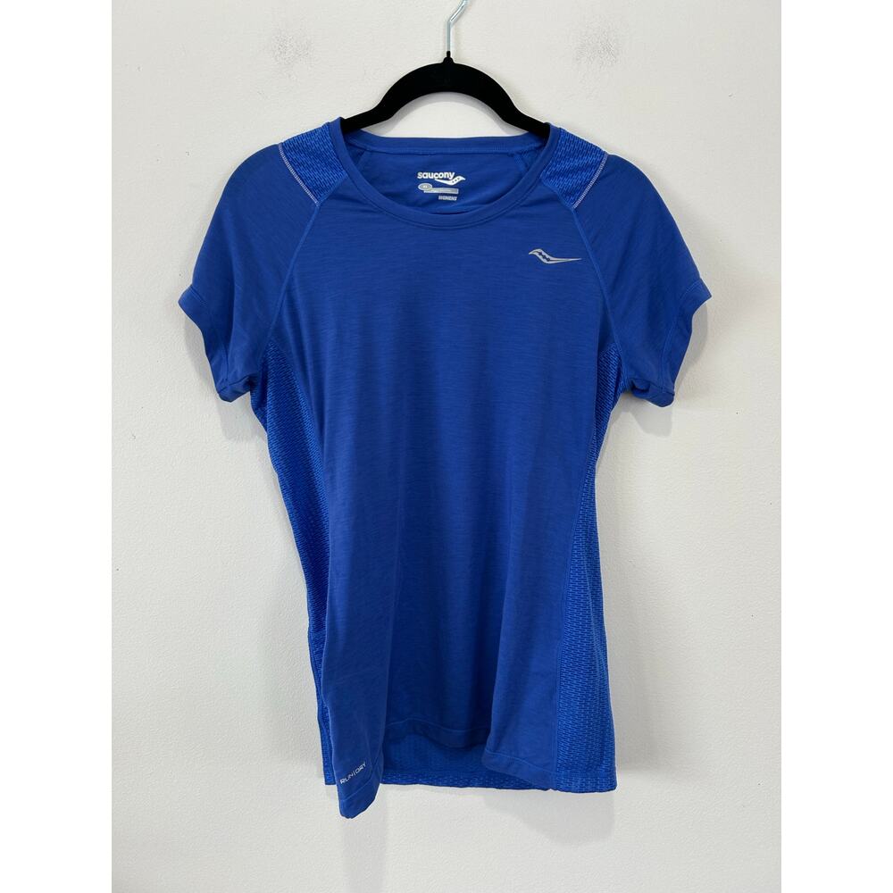 Saucony running excercise top blue womens XS zip pocket